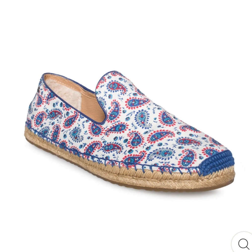 UGG Blue Espadrille Slip-Ons with Floral Print